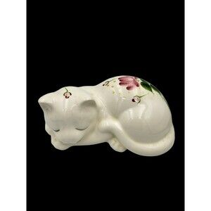 Vintage Hand Painted Lasting Products Inc USA Sleeping Ceramic Cat Figurine 7.5"